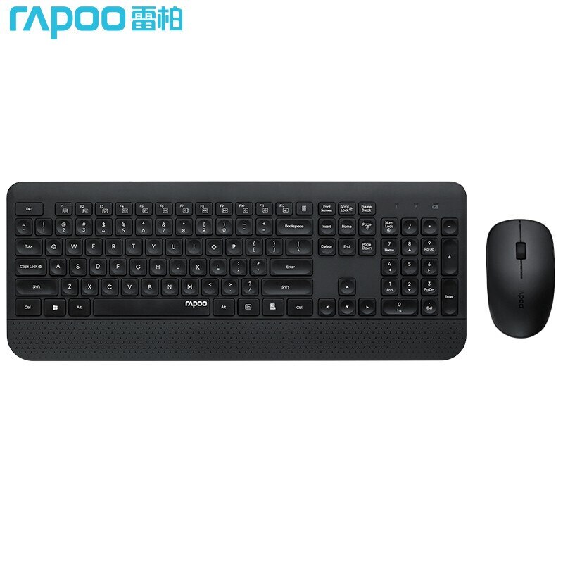 Rapoo – ensemble clavier et souris de bureau sans fil X3500, repose-paume intégré, pour ordinateur portable: Black