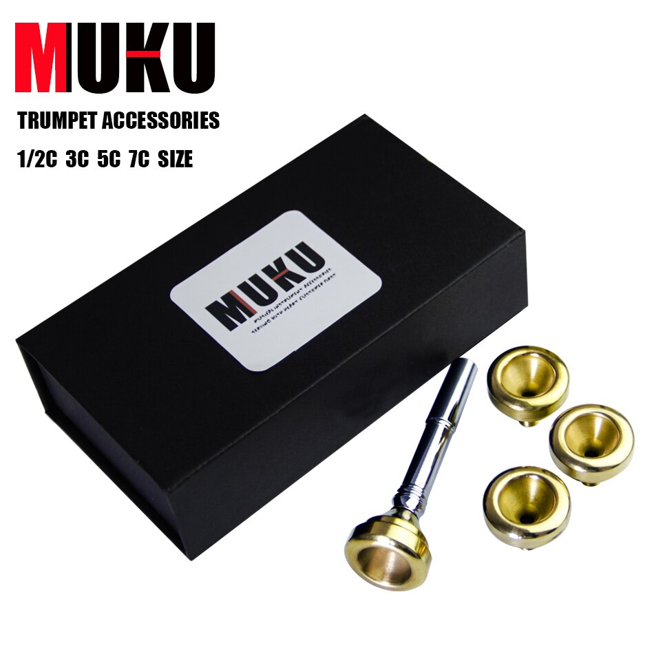 MUKU Trompete Zubehör 1-1 2C 7C 5C 3C Größe Trompete Mundstück Kupfer Gold 1 einstellen Mit Kasten Musical Instrument zubehör