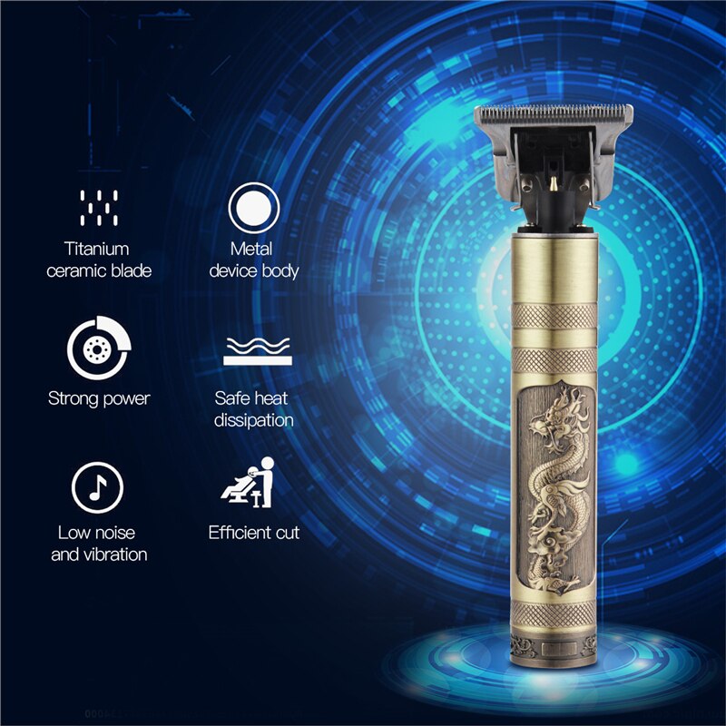 Barbeiro profissional máquina de cortar cabelo elétrico recarregável t-outliner acabamento máquina de corte aparador barba barbeador sem fio com fio