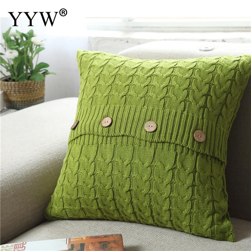 Almohada para sofá cama de tela de algodón de estilo nórdico, cojín, cojines tejidos para el hogar, silla, sofá, cojines decorativos de 45x45cm: green