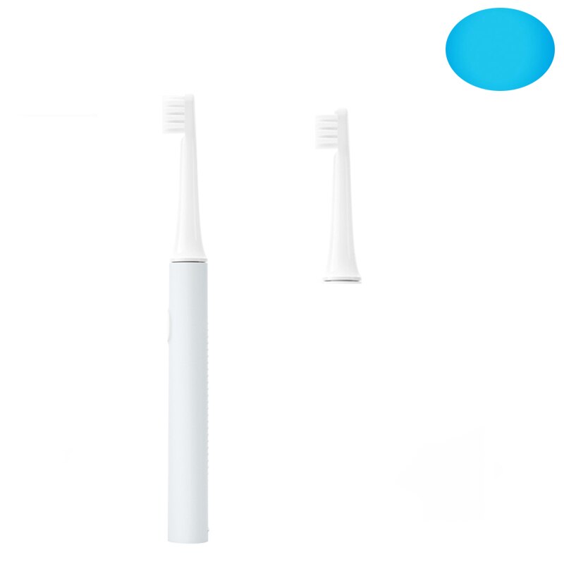 Xiaomi-cepillo de dientes eléctrico Mijia T100 para adulto, resistente al agua, Ultra sónico, automático, recargable por USB: blue with 1 Head