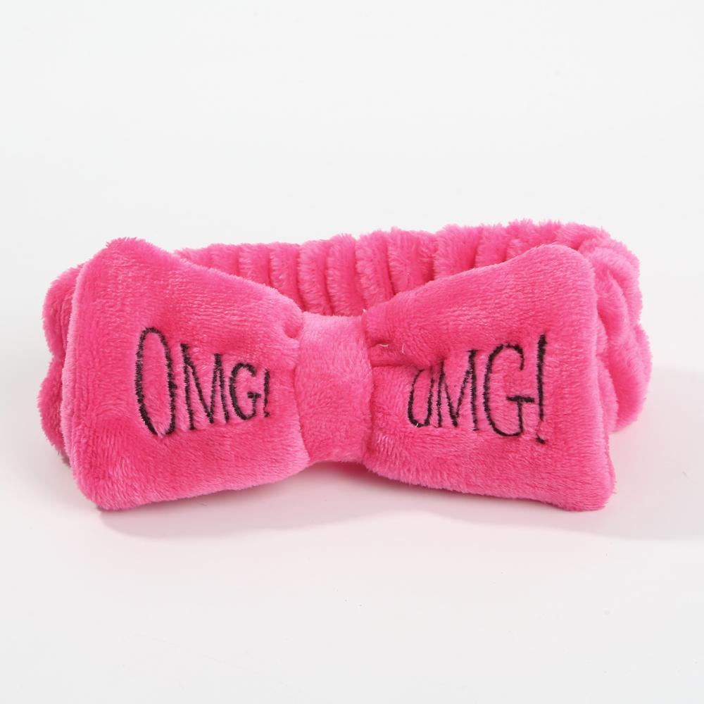 Soft OMG Letters Coral Fleece Wash Face Mix Color Bow Hair bands Clips For Women Girls Headbands Hair Styling Tool