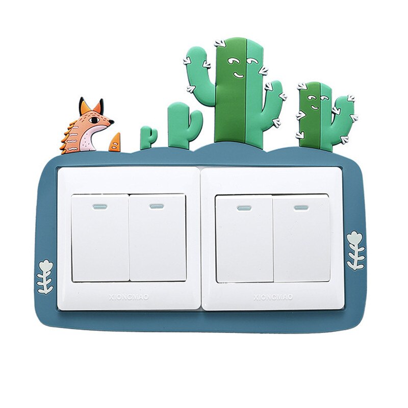 Cartoon Cactus Kinderen Room Decor Fluorescerende Muur Siliconen aan-uit Dubbele Schakelaar Lichtgevende Lichtschakelaar Outlet 3D Sticker: type 2