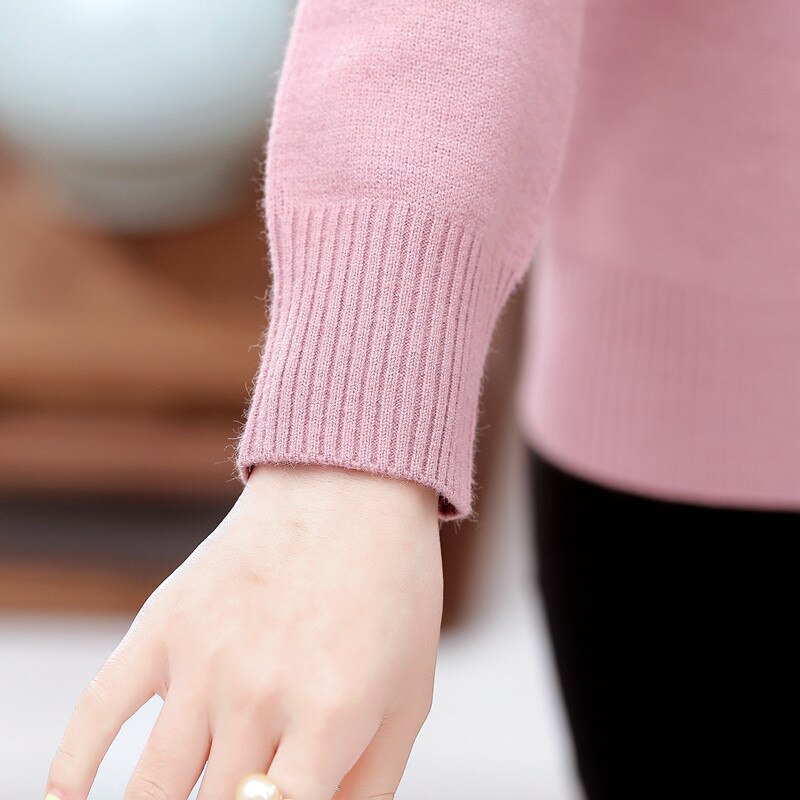 Cashmere sweater kvinder halv rullekrave strikket sweater midaldrende mor bunden varme pullovere hel sweater 1656