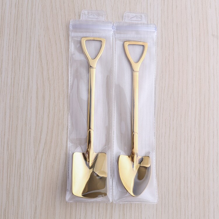 Beautifully packaged coffee spoon tea spoon stirring stainless steel spoon set watermelon dessert ice cream spoon: D-G-2PC