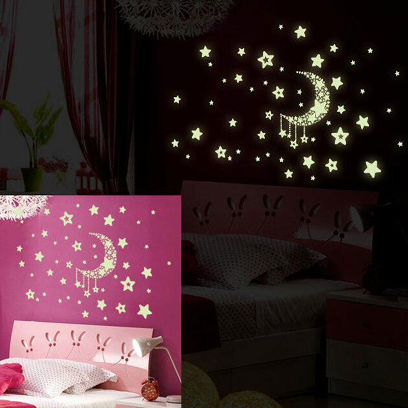 Fluorescent Wall stickers 3D Stars Dots Luminous DIY Wall Sticker Bedroom Kids Room Decoration Glow In Dark Animals Stickers