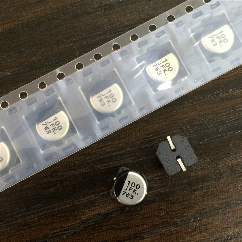 50 Uds 100uF 6,3 V Serie FK 6,3x5,8mm baja ESR 6.3V100uF Chip SMD de tipo condensador electrolítico de aluminio