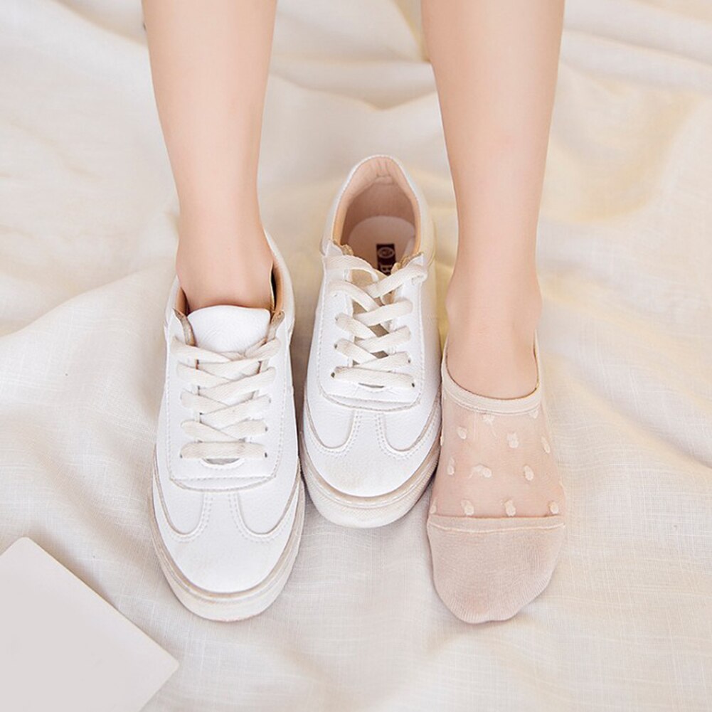 Women's Ankle Socks Transparent Invisible Socks Summer No Show Lace Socks Non-slip Mesh Sheer Half Thin Socks
