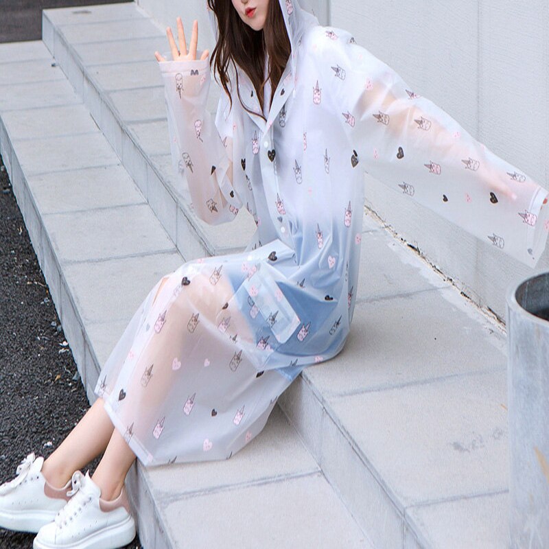 Imperméable Transparent manteaux de pluie Long grande taille cape Poncho femmes hommes mignon imprimé dessin animé housse de veste de pluie transparente