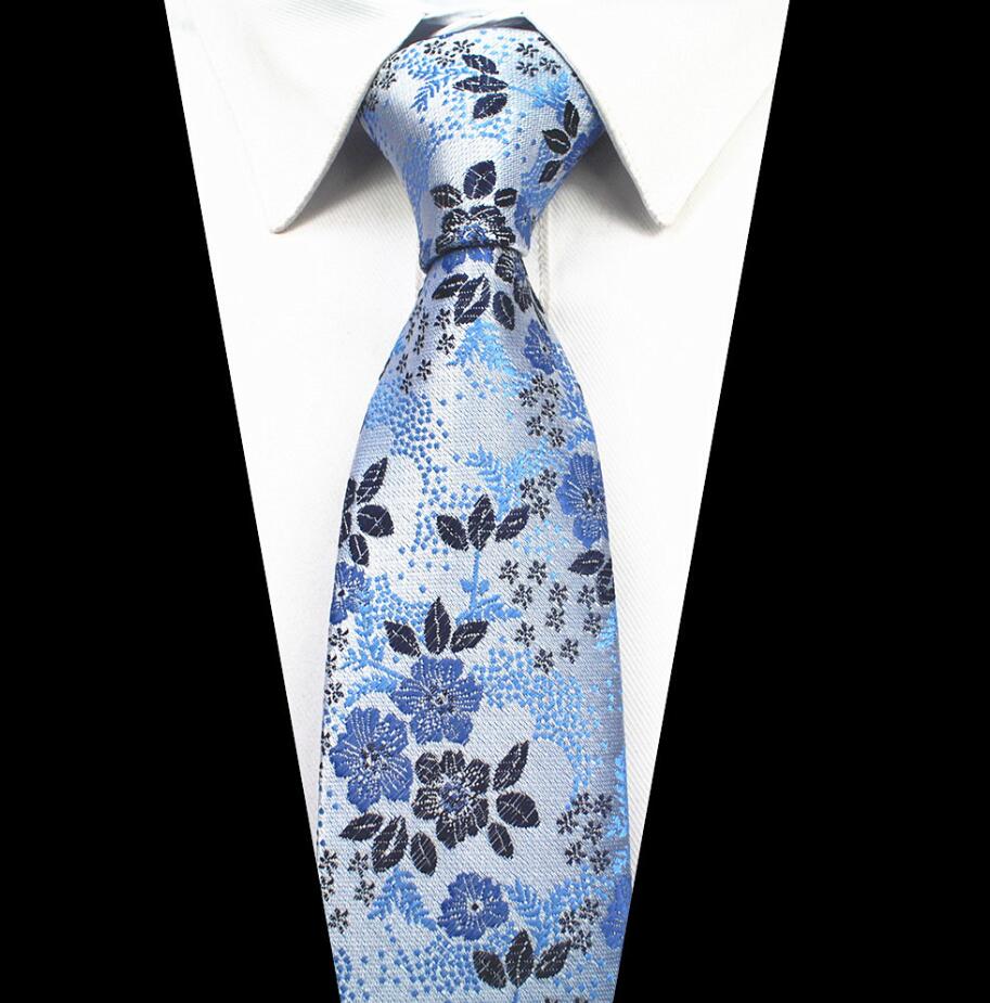 RBOCOTT – cravates florales en soie Jacquard pour hommes, 7cm, col tissé, couleur bleu rouge, accessoires de mariage d'affaires: 11