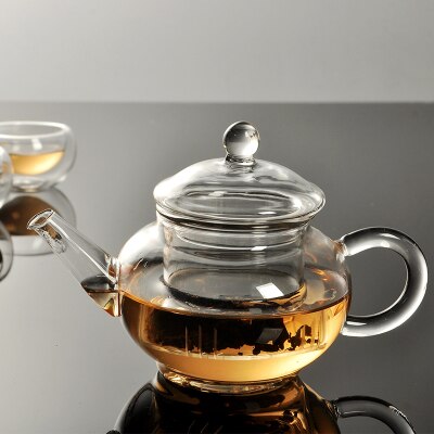 Heat-resistant transparent glass teapot double-layer small cups Kung Fu tea set small tea cup set teapot glass set: 05 Teapot