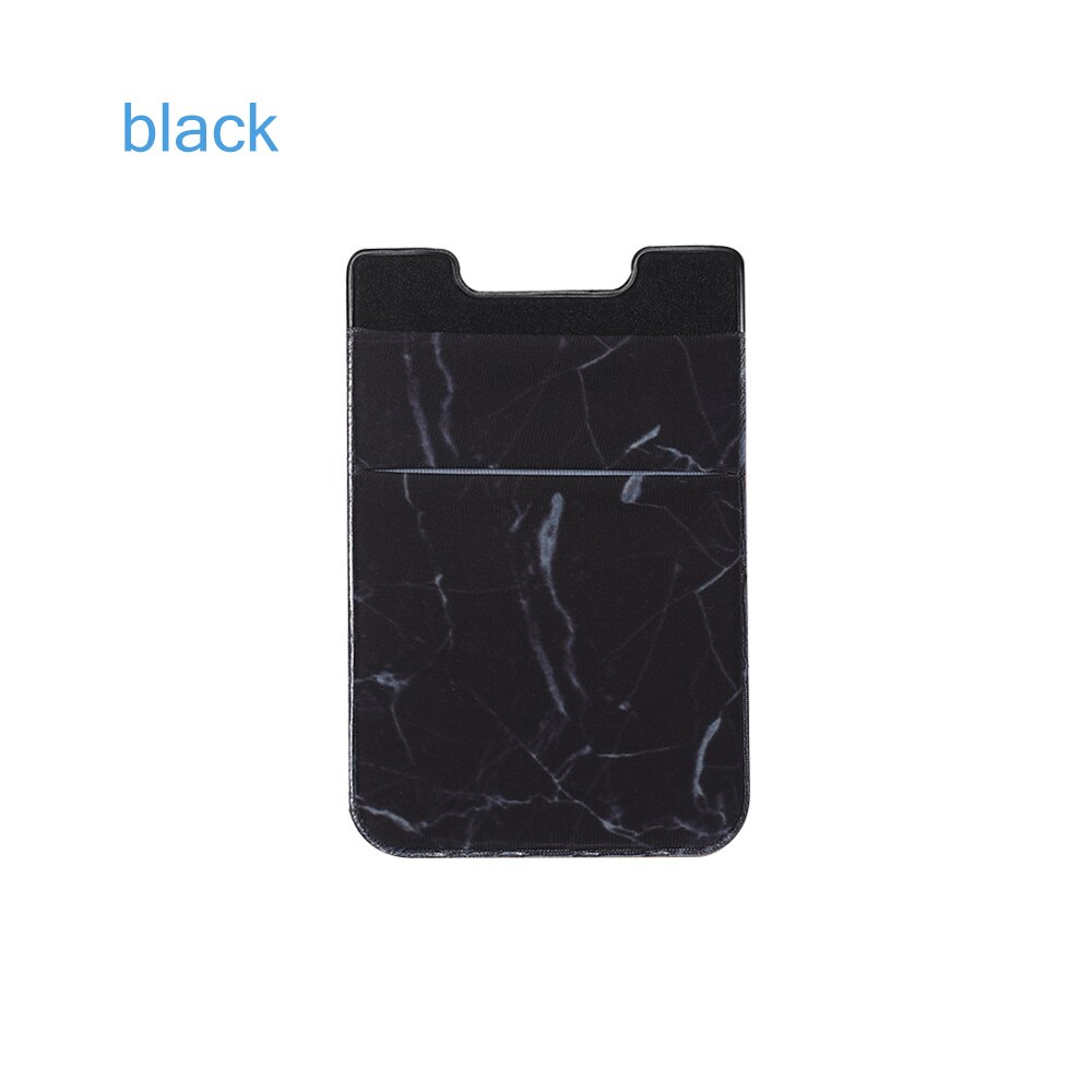 Elastic Mobile Phone Wallet Credit ID Card Holder Adhesive Pocket Sticker Phone Card Holder Accessory: Black