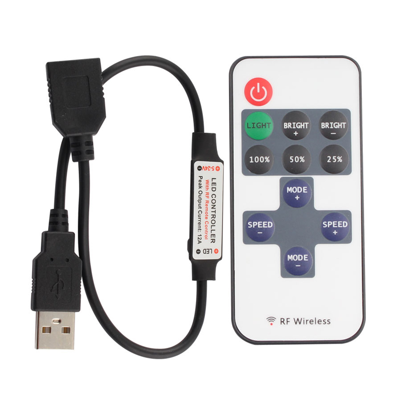 SMD 2835 5050 RGB 5V 12V 24V USB LED RGB Controller For USB LED Strip Light LED Strip Controller Wireless Remote Controller: black