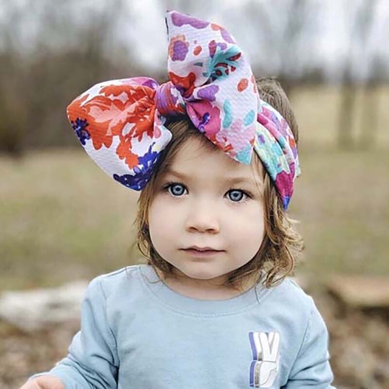 Diadema ancha con lazo grande para niña, turbante con estampado de lazo, cintas para el pelo para bebé, envolturas para la cabeza para niña, accesorios para el cabello