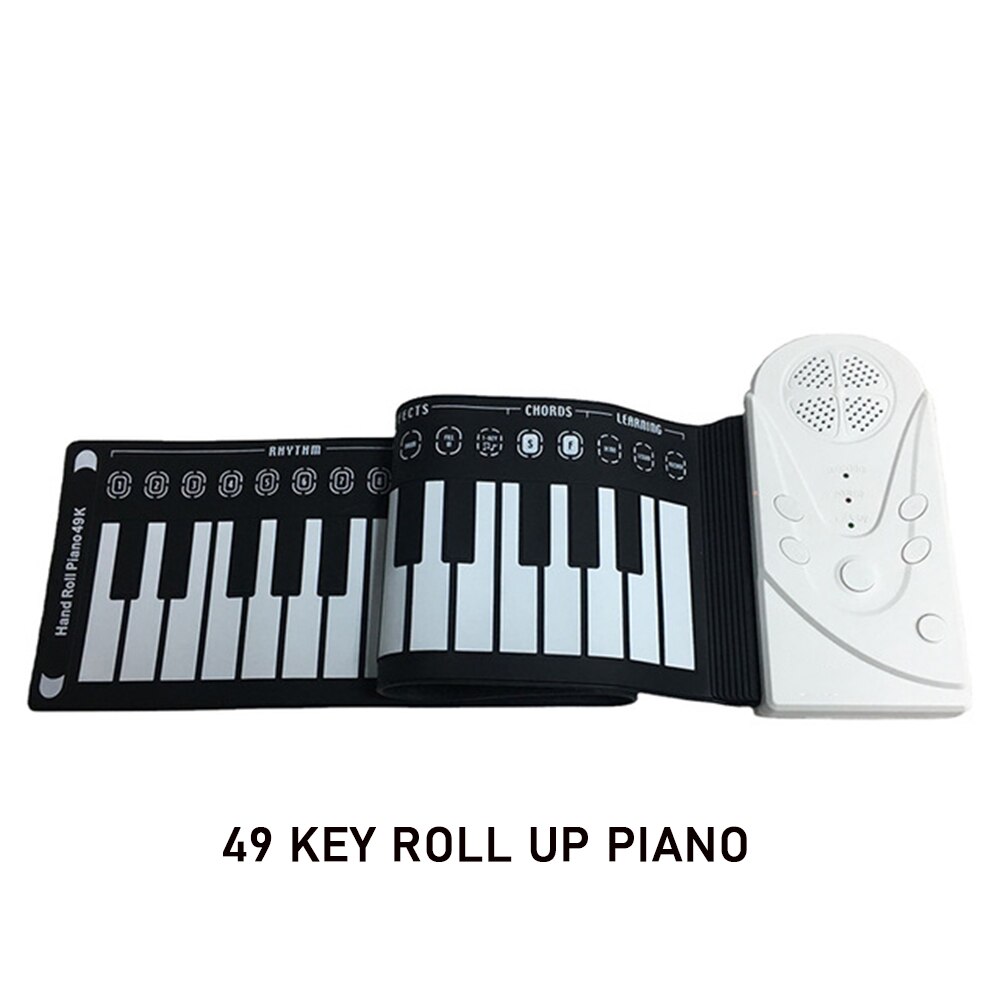 BS PPortable Alastic 49 Keys Flexible Roll Up Piano Electronic Soft Keyboard Piano Silicone Rubber Keyboard: White
