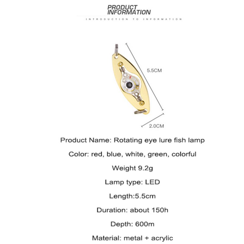 Cuillère de pêche sous-marine avec lumière LED, leurre léger en forme d&#39;oeil, matériel et accessoires