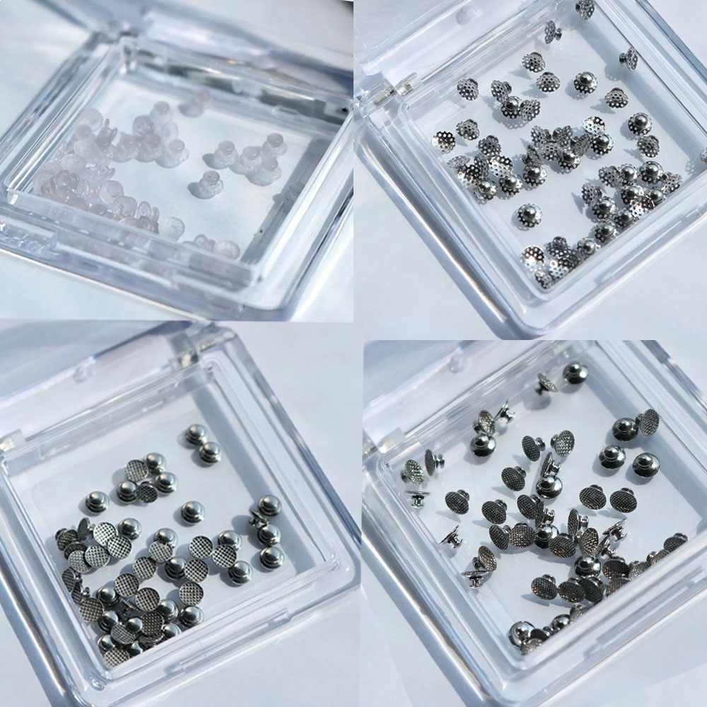 Dentst 50 pièces/boîte dentaire orthodontique bouton lingual collable Base en maille métallique pour supports de traitement d'orthodontie bretelles