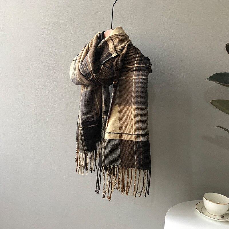 Vrouwen Herfst Winter Sjaal Warme Plaid Sjaals Brede Lange Dames Sjaal Bruin Soft Sjaal Pashmina