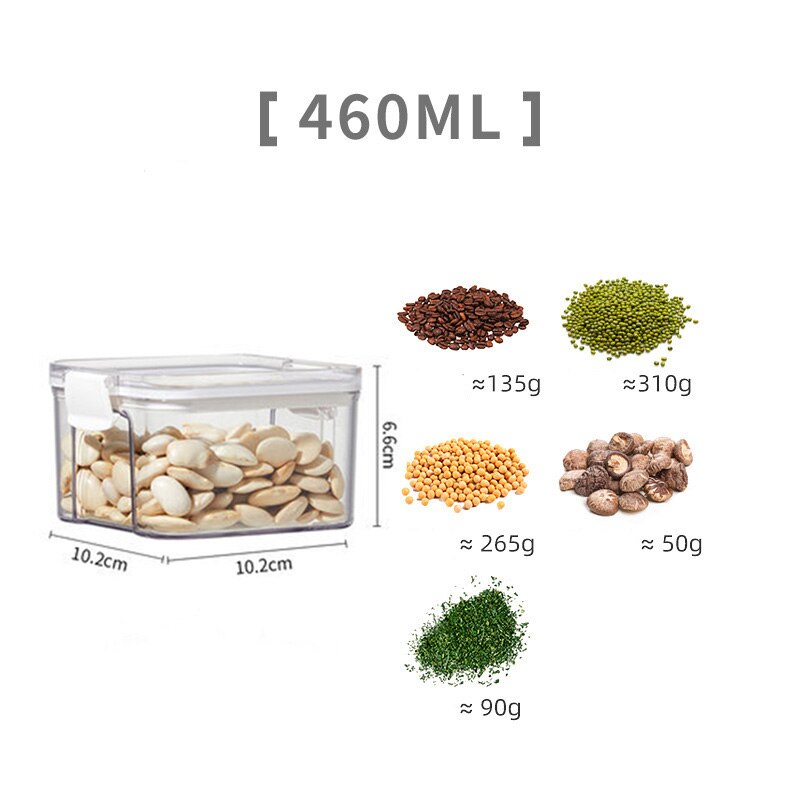 Airtight Food Storage Containers Set with Lids Plastic Dry Food Canisters for Kitchen Pantry Organization and Storage fridge can: 460ml White Style A