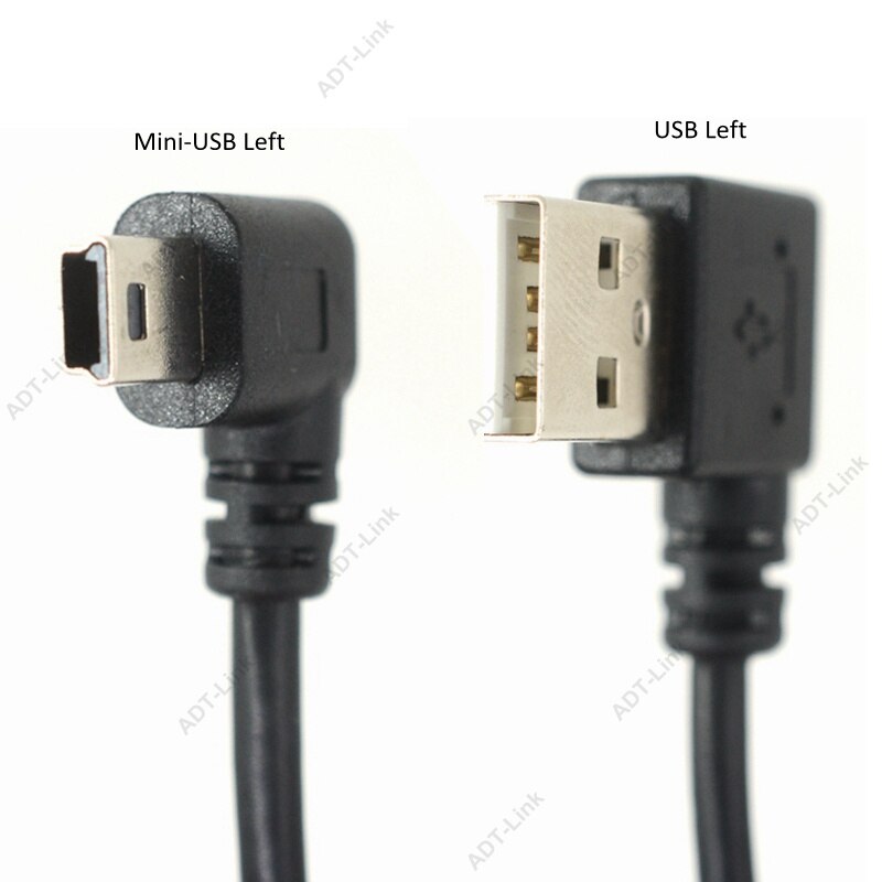 mini kabel robić transmisji danych USB 10 cali 90 stopni USB kątowy niklowany krótki USB 2.0-A-mężczyzna-4Szpilka robić kąta prostego mini-B-5Szpilka 25cm: 1