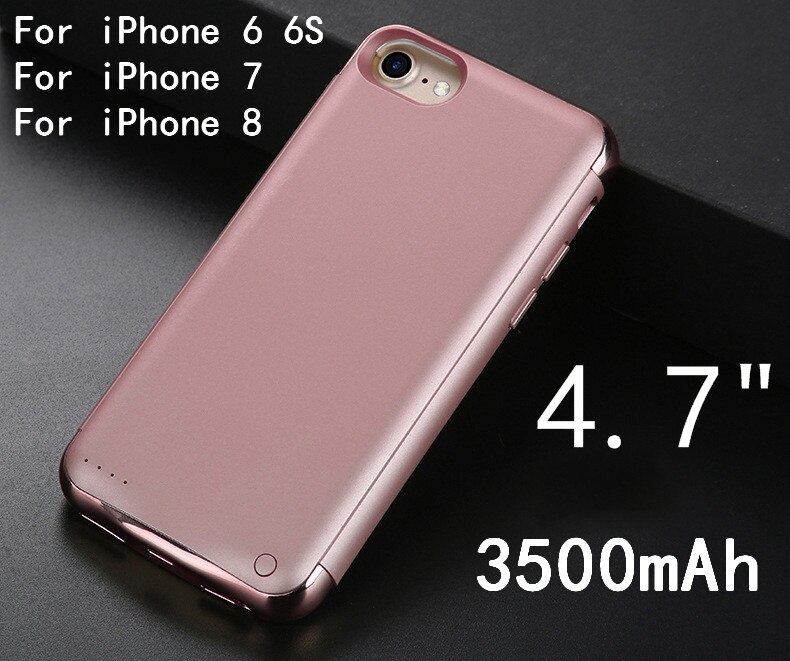 Voor Iphone 6 6S Ultra Dunne Batterij Oplader Voor Iphone 7 8 Slanke Matte Plating Schokbestendig Power Bank case Opladen Back Cover: I7-Rose