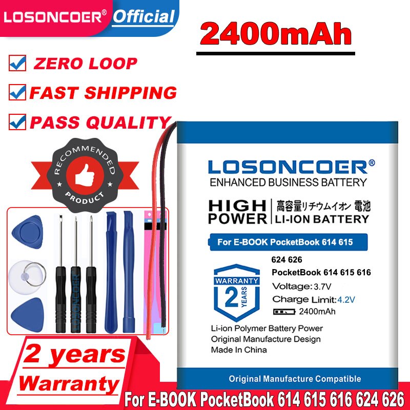 Batteria 2400mAh 306070PL per PocketBook 614 626 615 627 touch lux 3 626 Plus 632 Basic Touch 2 Touch HD 3 4G-15 4K-19 306075