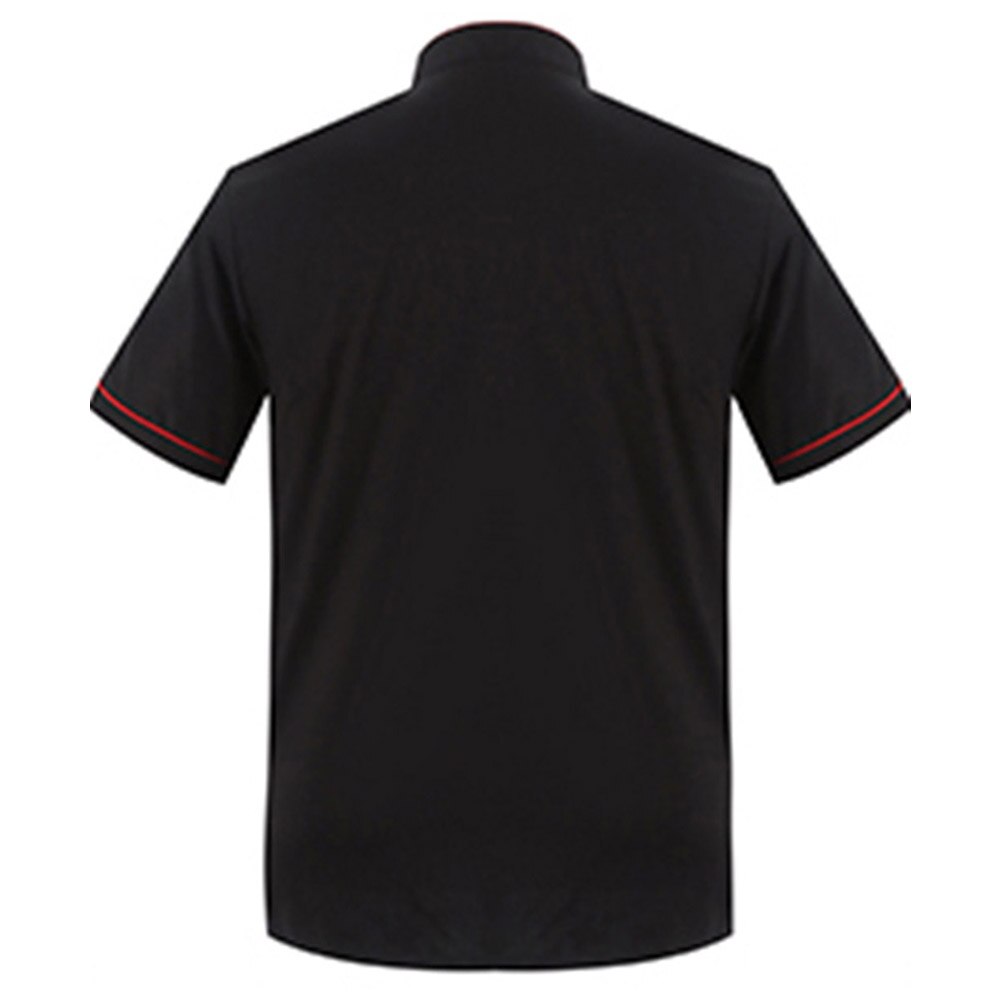 Shirt Men Short Sleeve Solid Color Stand Collar Double-breasted Chef Waiter Uniform Loose Pocket Shirt