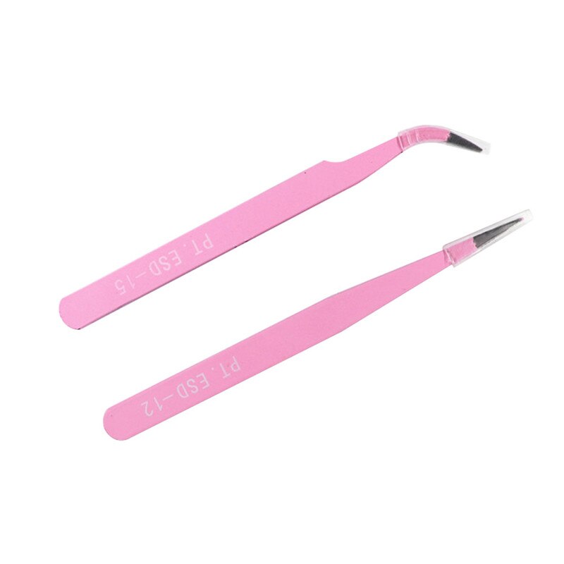 2 Stuks Rvs Wimpers Pincet Professionele Voor Wimpers Extension Anti-Statische Wimper Tweezer Make-Up Tools