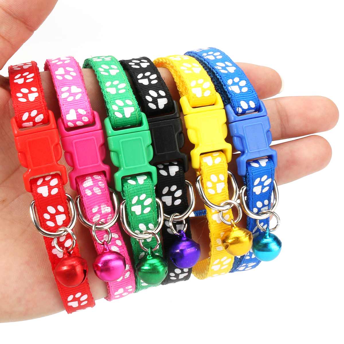 12 stks/partij Halsband Reflecterende Nylon met Bell Huisdier Leuke Mode Poot Hond Kat Puppy Charm Verstelbare Mooie Veiligheid Halsbanden