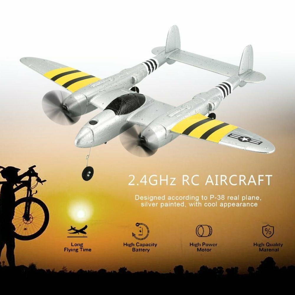 P38 Rc Airplane 2.4ghz 2ch Rc Aircraft Fixed Wing Outdoor Flight Rc Toy Remote Control Aircraft Toy