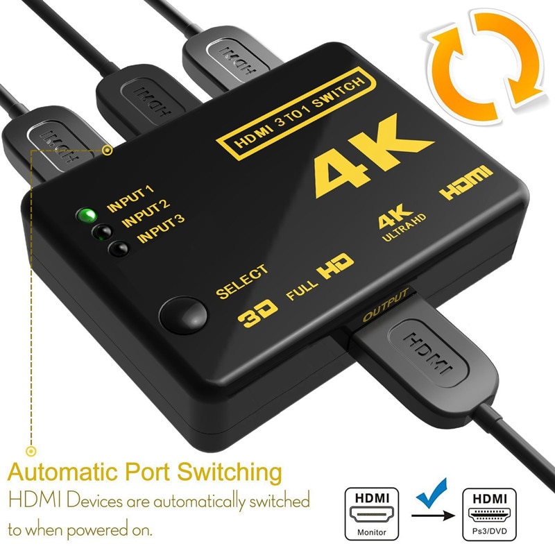 3 Poort 4K * 2K Switcher Hdmi Switch Splitter Box Ultra Hd Voor Dvd Hdtv Voor Xbox Voor PS3 PS4