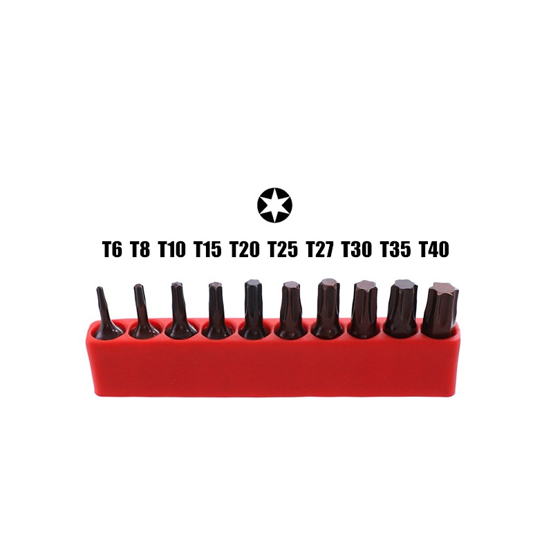 10pcs/lot 25mm Torx Screwdriver Bits With Hole Magnetic Set T20 T25 T6-T40 1/4 Inch Hex Shank Electric Screw Driver Star Bit Set: T6-T40