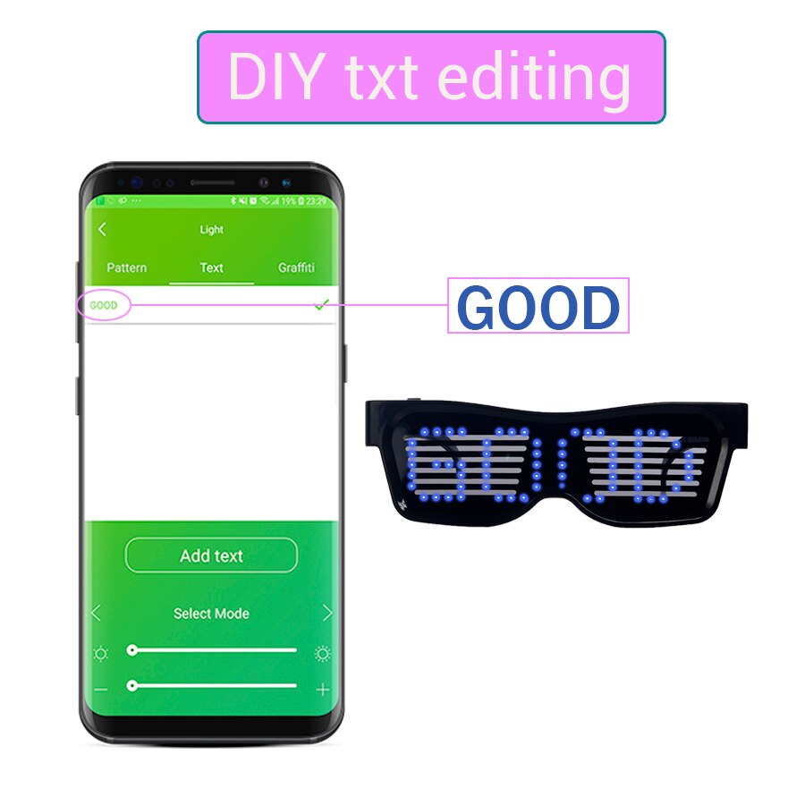 Magic Bluetooth LED Party Glasses APP Control Freely editable LED luminous glasses EMD DJ Electric Glow Party Supplies