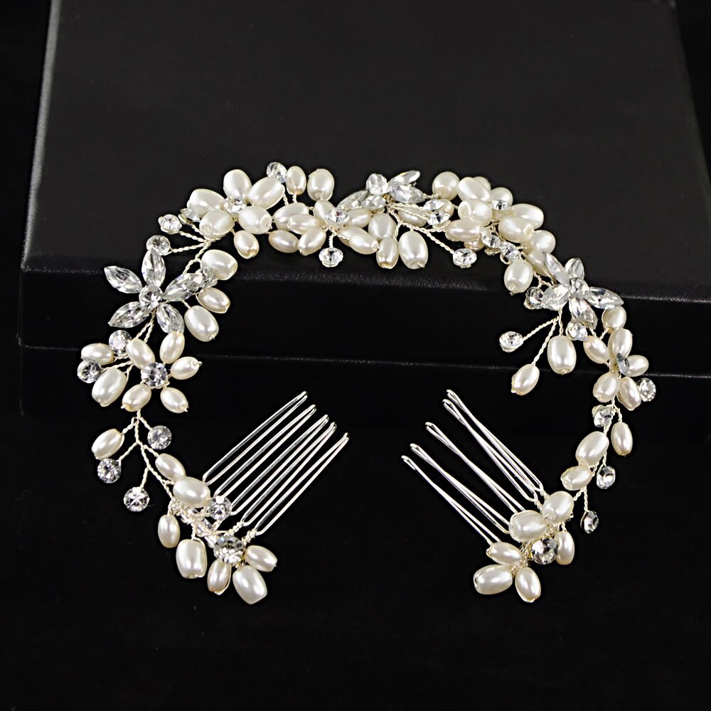 Peineta nupcial, horquilla de cristal, accesorios para el cabello de boda, Flor del pelo de perla, horquillas de diamante para el pelo de novia, pieza para el pelo de boda