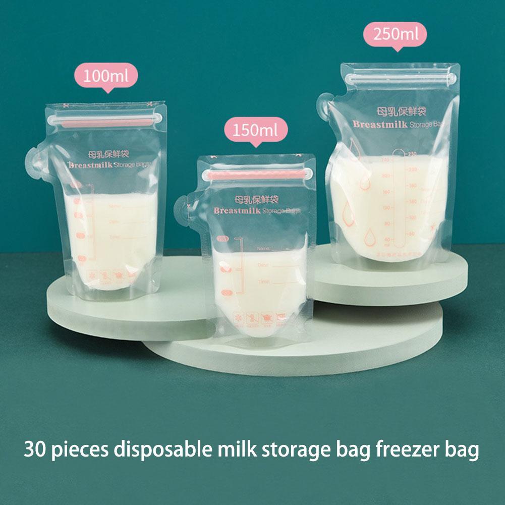 30pcs Milk Freezer Bags Milk Baby Food Storage Breast Milk Storage Bag Baby Food Safe Feeding Bags Breast Milk Freezer Bags