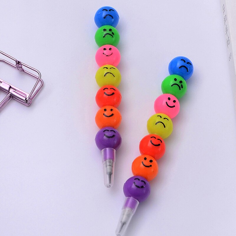 5 pcs/lot Sugar-Coated Haw Cartoon Smiley Graffiti Pen 7 Colors Crayon Wax Pencil for Kids Writing School Supplies
