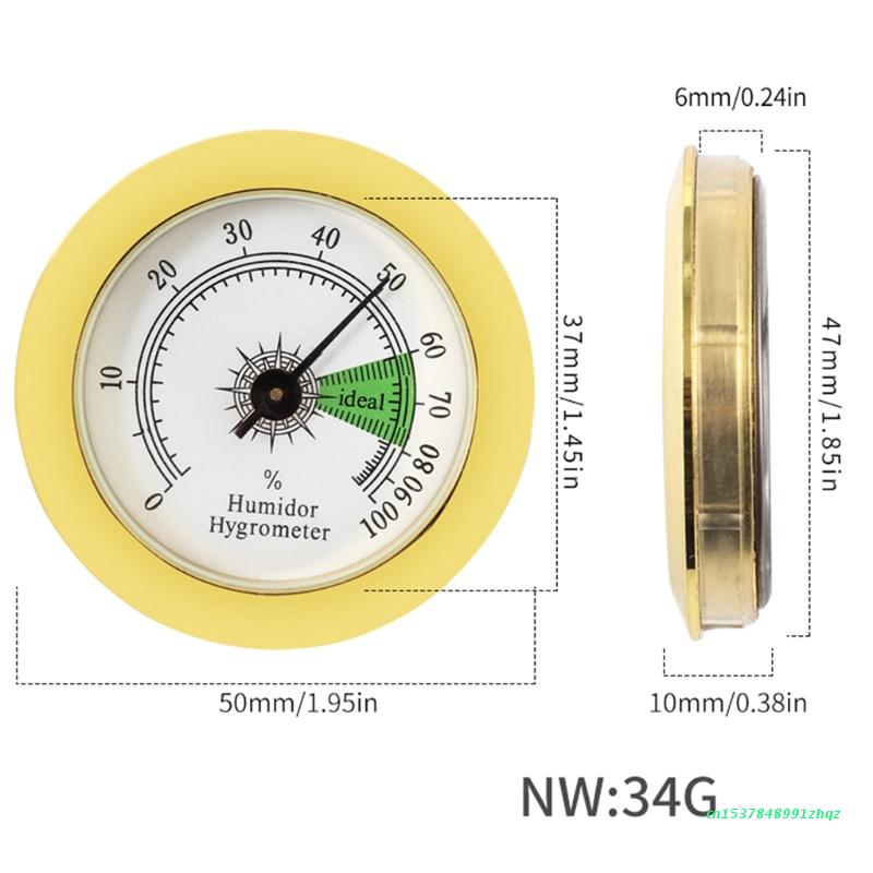 Mini Hygrometer 50mm Round Cigar Hygrometer for Humidors Guitar Violin Cigar Tobacco Boxes Household High Precision Moisture