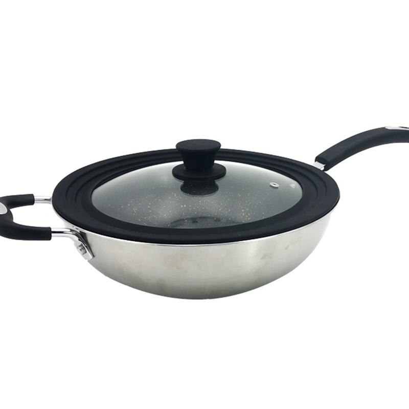 Universal Lid for Pots Pans Tempered Glass with Heat Resistant Silicone Rim Cooking Pot Lid Fits 26CM 28CM 30CM Cookware