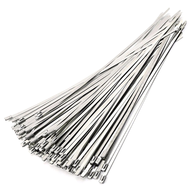 50Pcs 4.6X300Mm Stainless Steel Exhaust Pipe Wrap Coated Locking Cable Zip Ties Self-Locking Stainless Steel Cable Tie: Default Title