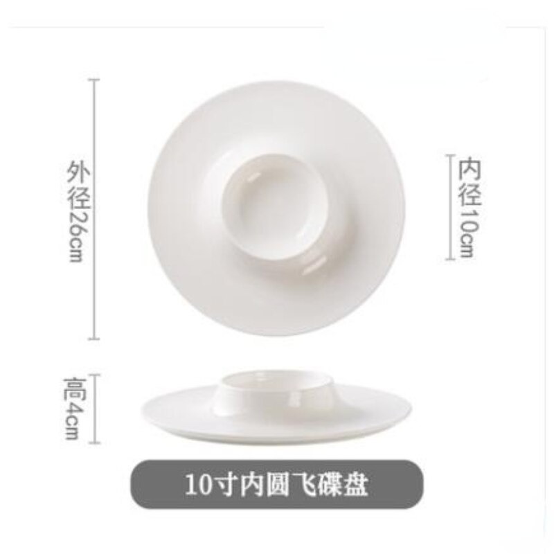 White Ceramic Steak Plate Sushi Plate Flat Plate Special-shaped Dish Plate Home Western Tableware Dessert Cake Plate: A-10 inches