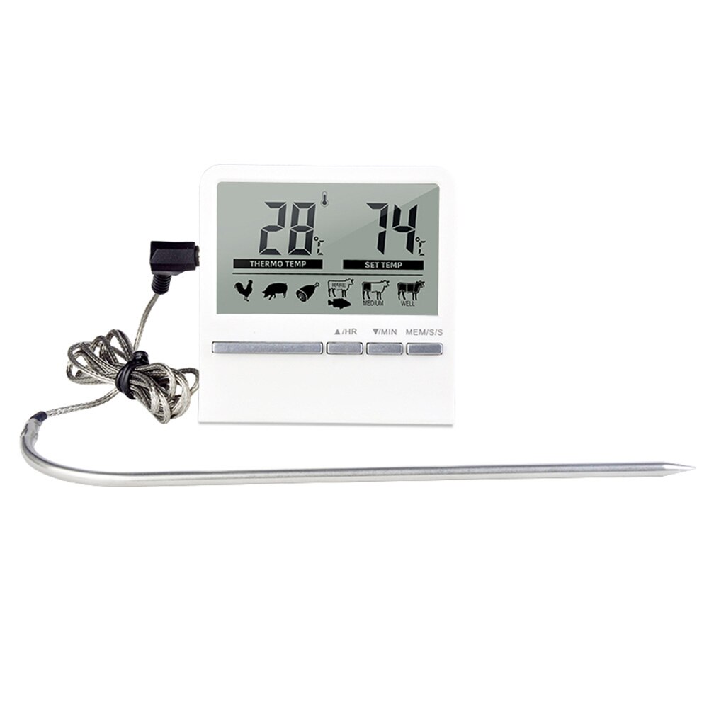Digital Barbecue Food Maet Thermometer Temperature Measuring Probe Meter Practical Kitchen Gadgets Household Tools: white