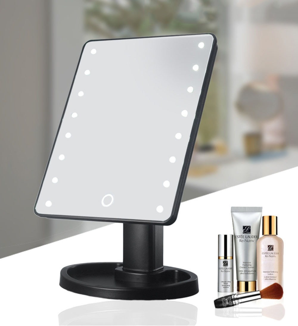 Adjustable LED Lighted Makeup Mirrors With LED Light 16/22 Touch Screen Mirrors For Beauty Makeup Eyelash Brush