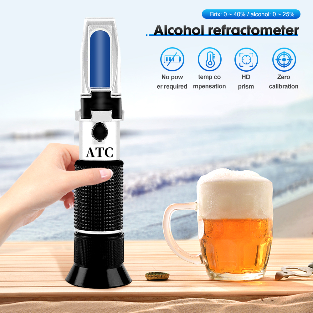 Alcohol Refractometer SG 1.000-1.130 Bier Alcoholmeter Hydrometer Brix 0-40% Suiker Alcohol 0-25% Dual Schaal Meter voor Moonshine