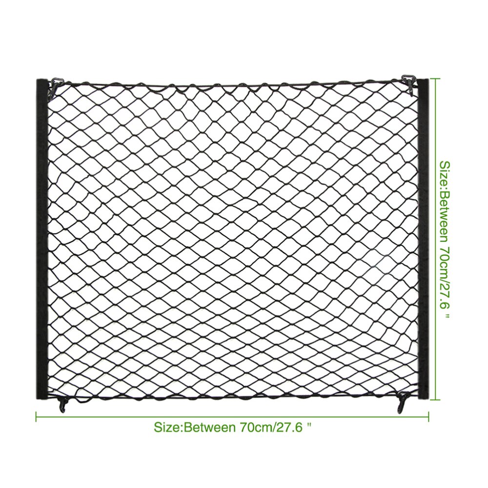 70 x 70cm Dual Layer Mesh Storage Net Car Trunk Cargo Organizer with 4 Hooks Auto Accessory