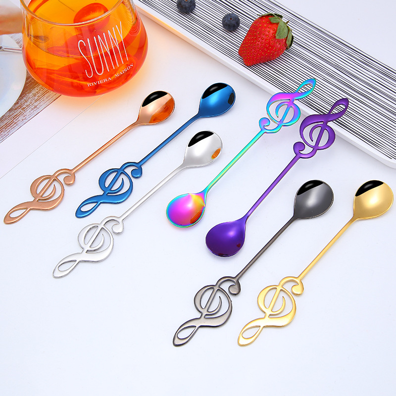 1/3/5/10pcs 304 Stainless Steel Musical Notes Coffee Spoon Stirring Cup Spoon Music Stick Ice Cream Spoon