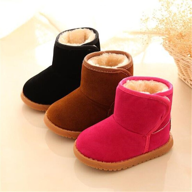 Bottines de neige confortables pour enfants, bottines d'hiver, plates et chaudes, antidérapantes, en laine, pour garçons et filles