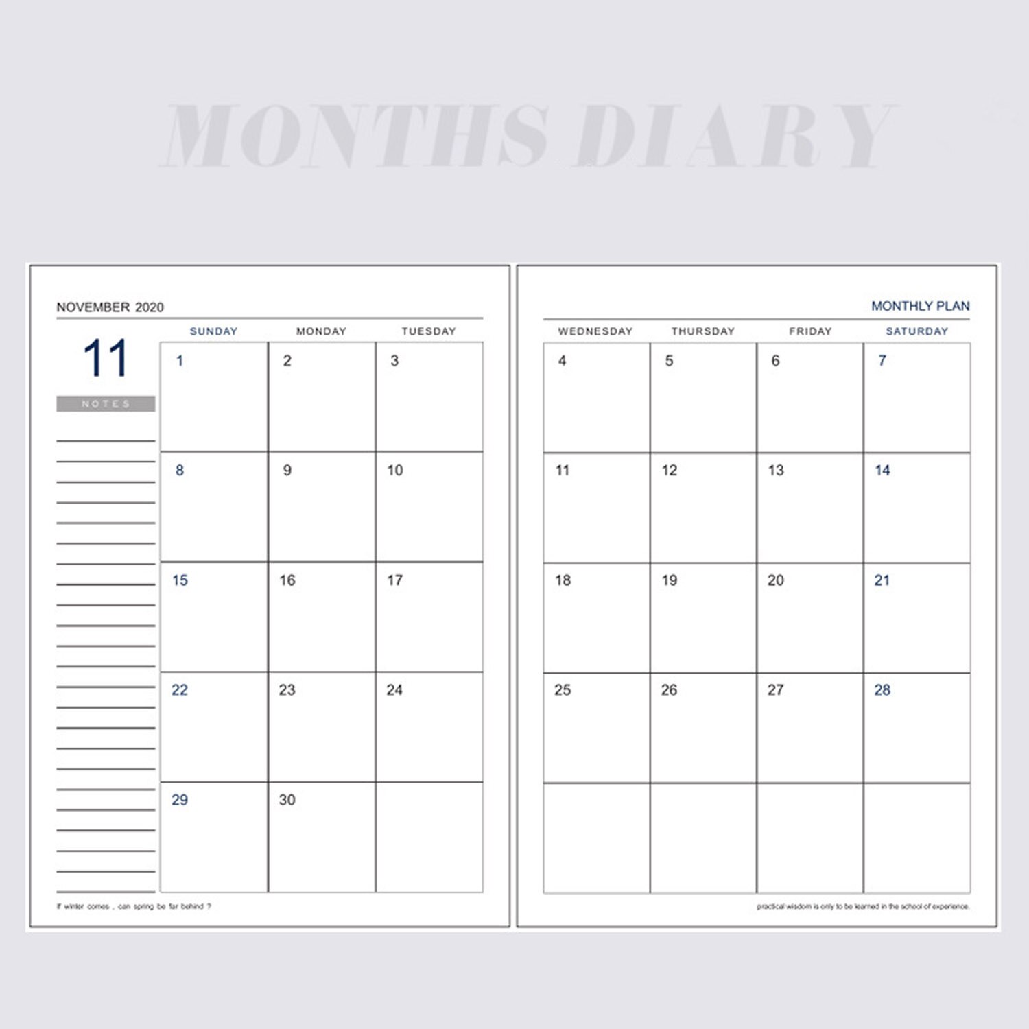 B5 Calendar Monthly Planner 365 Days Daily Schedule Plan Notebooks with 48 Pages for Home Office Students Supplies