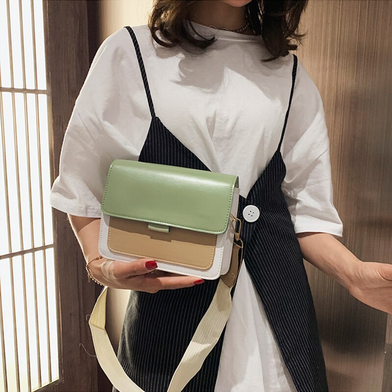 Sac en cuir pour femme à rabat lambrissé sac à main contraste couleurs femmes sacs pour sacs à bandoulière