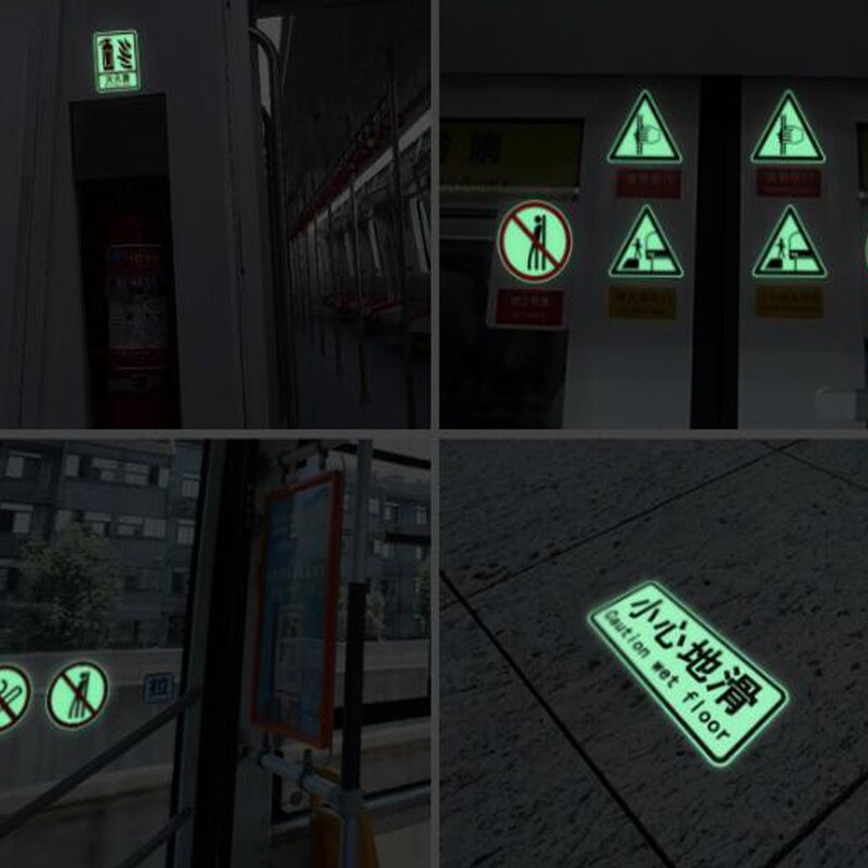 Glow in Dark Luminous Stickers Exit Direction Safety Warning Reflective Tapes for Shopping Mall Supermarket Elevator Cinema KTV