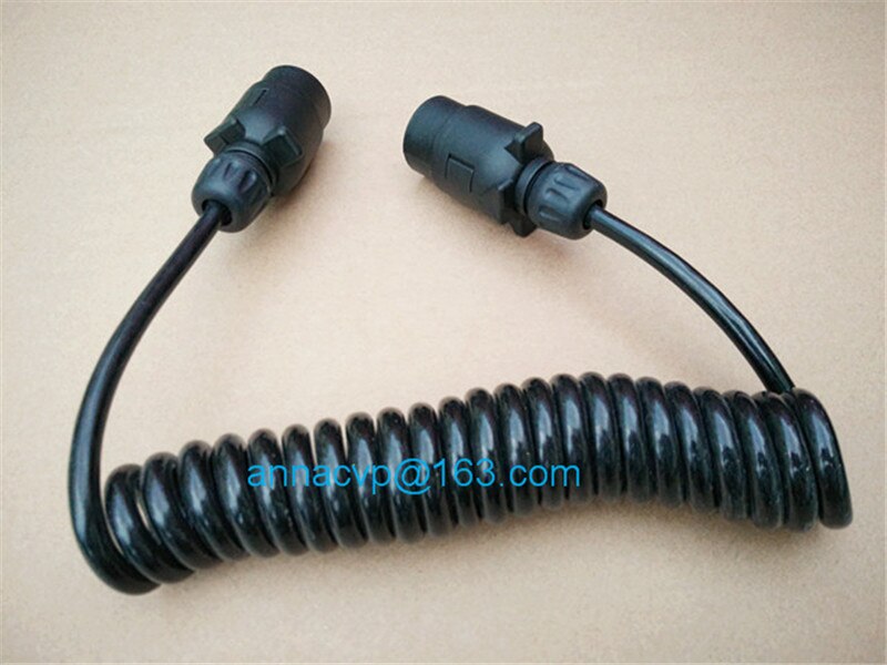 curly cable, spiral cable, coiled cable, 3m, 2 x 7 pin 12V plastic trailer plugs for trailers, trailer parts